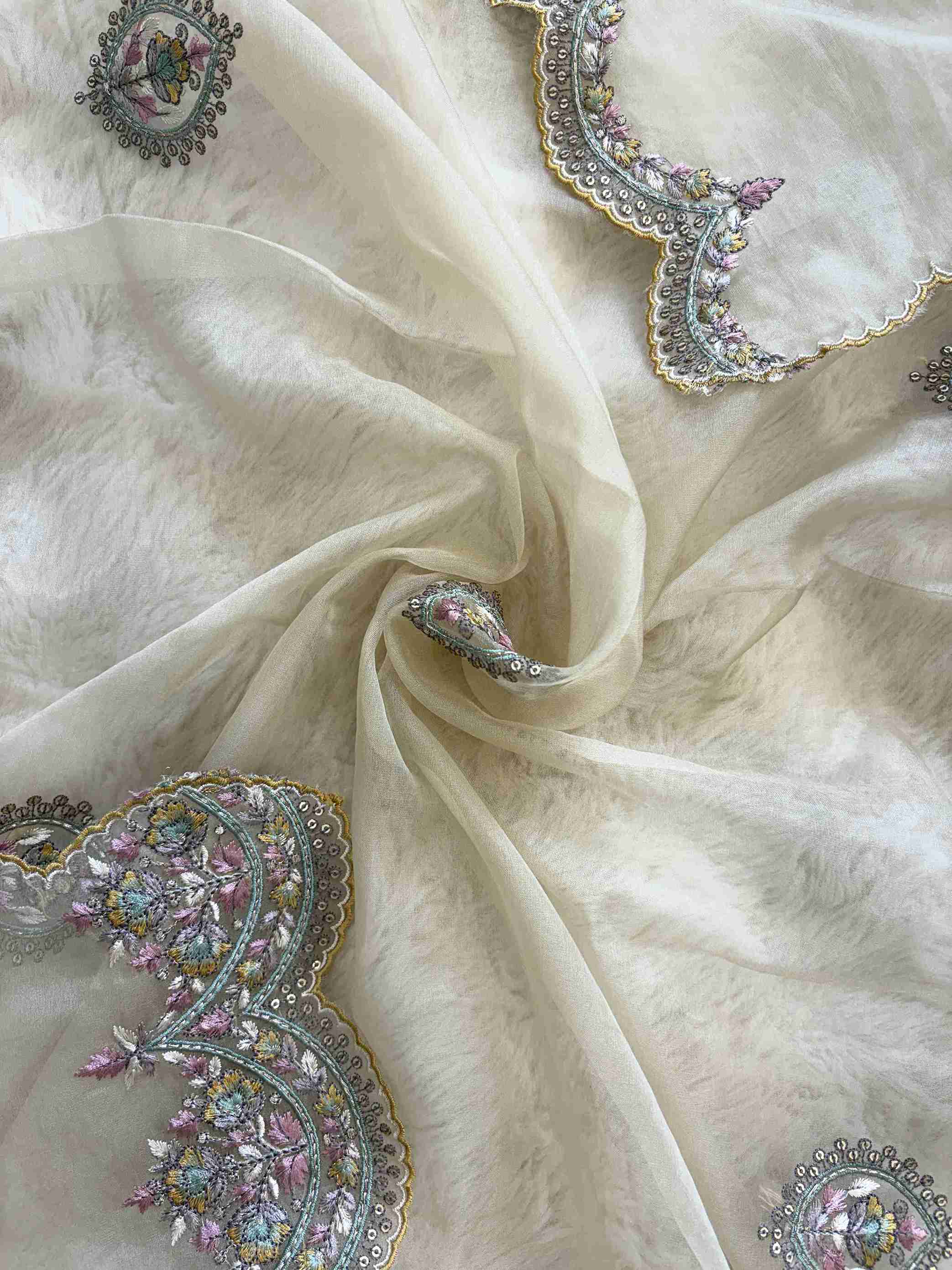 Sheer organza dupatta fabric texture and finish