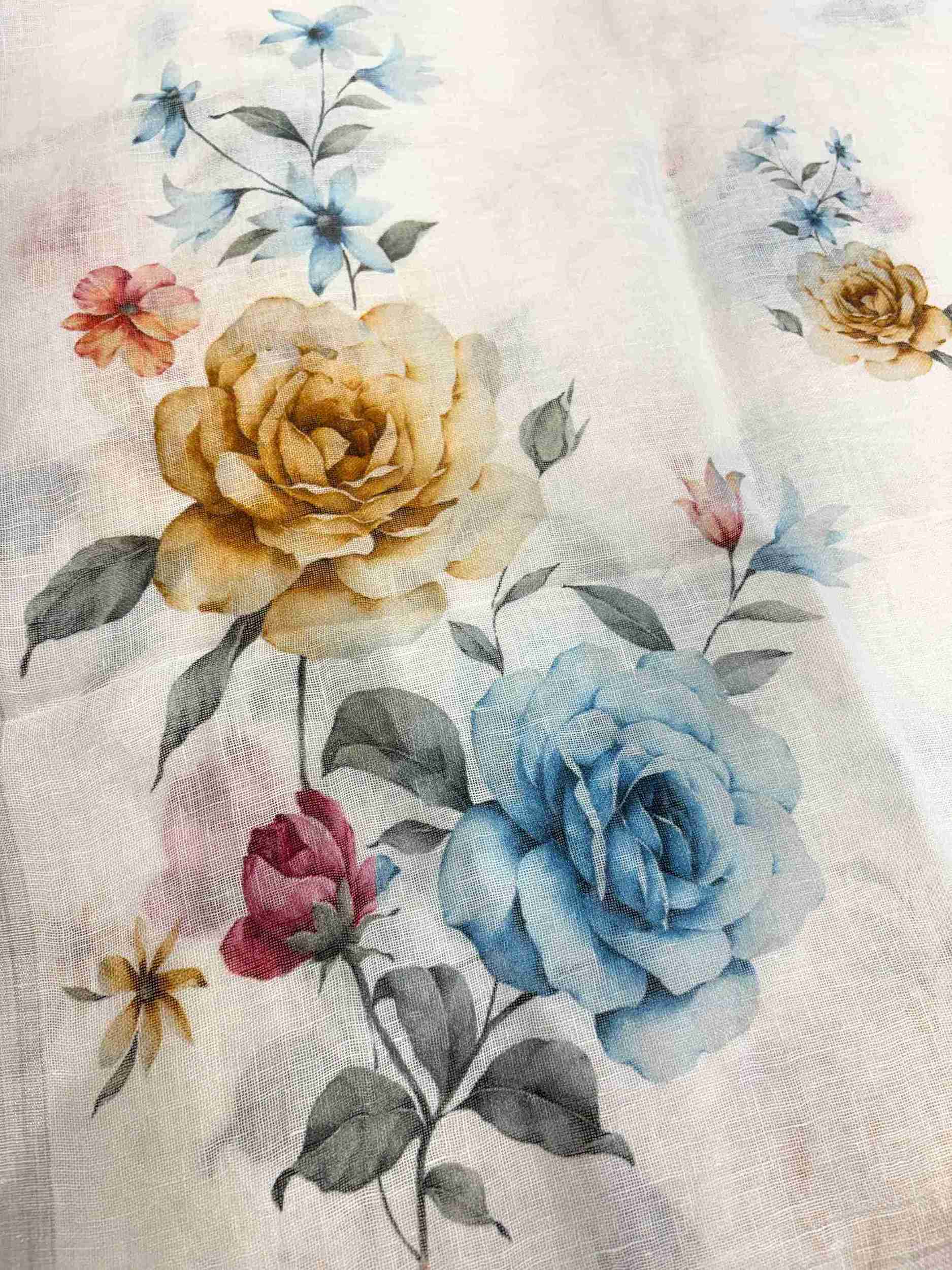 White pure linen shirt base fabric close-up showing natural linen texture