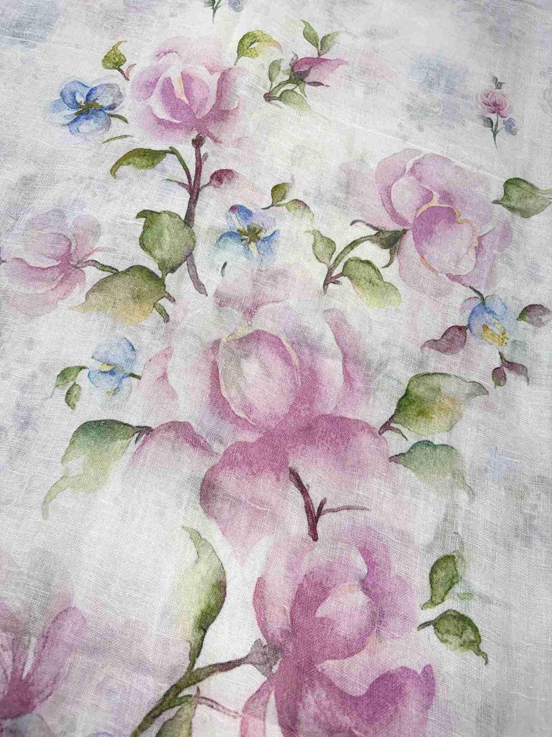 White pure linen shirt base fabric close-up showing natural linen texture