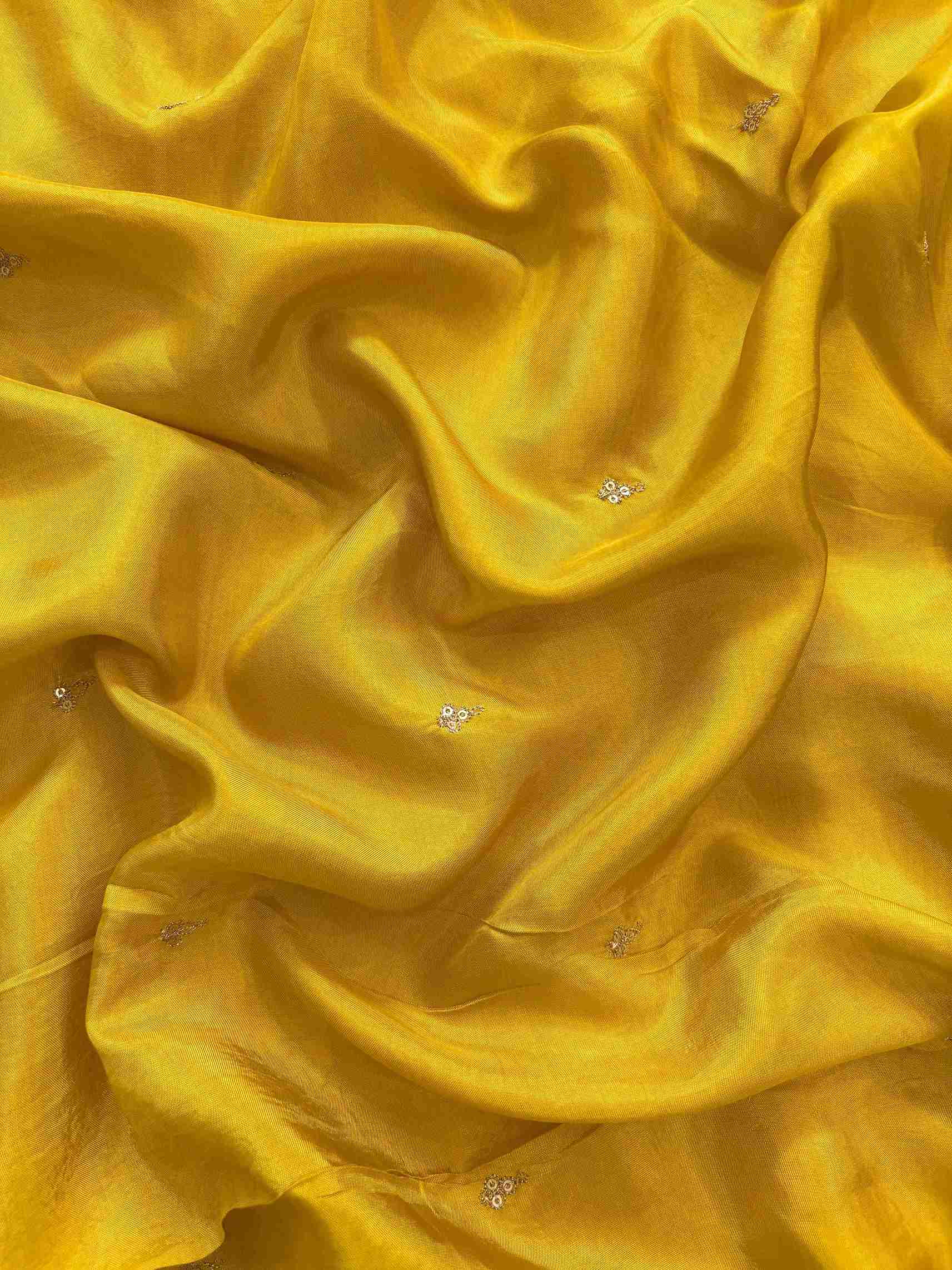Matching yellow cotton silk bottom fabric for unstitched suit